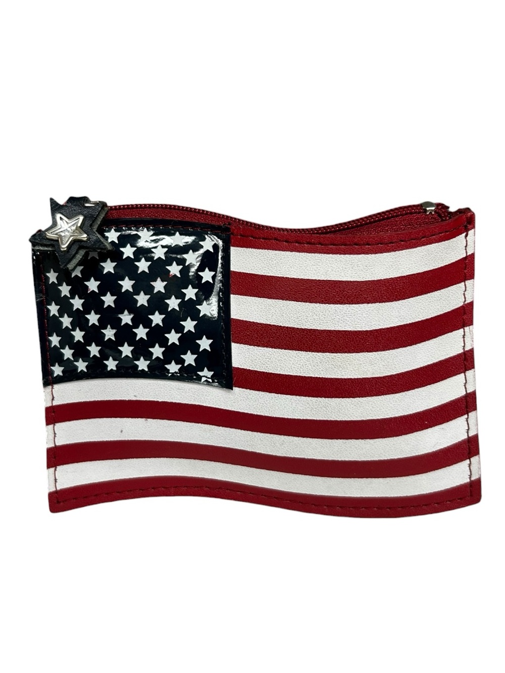 Rolfs Leather American Flag Coin Purse Card Holder Keychain Vintage Bag Charm